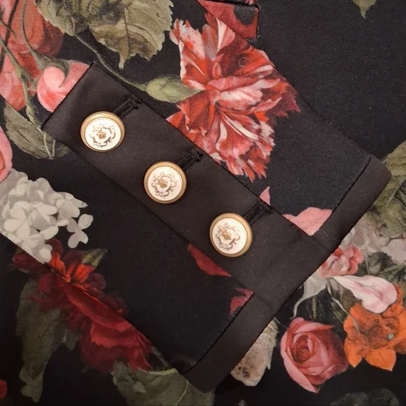 Alice + Olivia Breann Black Floral Slim-fit Blazor - Pink And Red - Size 6 - NWT - Picture 7 of 12